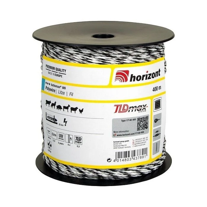 Žica za električnog pastira Turbomax W6 400m crno-bela