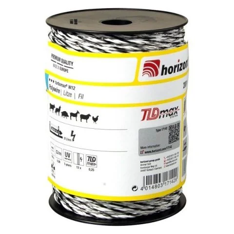 Žica za električnog pastira Turbomax W12 200m crno-bela