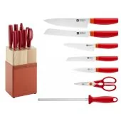 Set noževa Zwilling NOW S crvena boja + drveno postolje 8/1